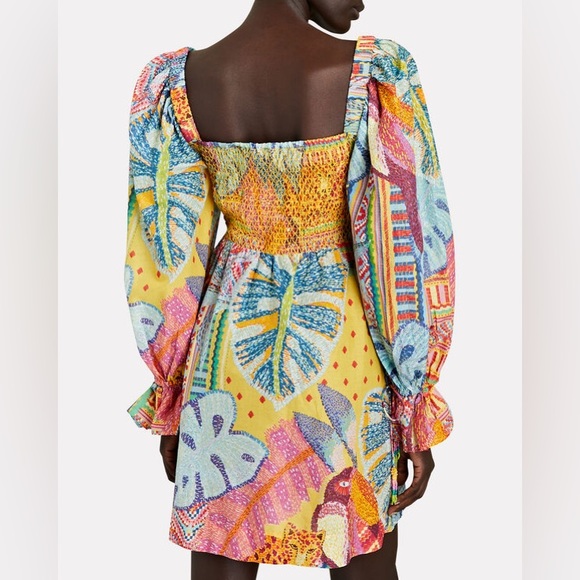 NWT Farm Rio Anthro Summer Tapestry Smocked Mini Dress Size XS - Picture 4 of 7